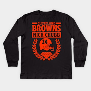 Cleveland Browns 24 Nick Chubb American Football Kids Long Sleeve T-Shirt